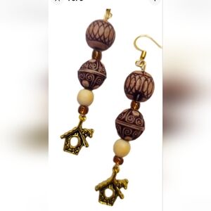 New OOAK Handmade Birdhouse Bead Dangle Earrings Perfect for Spring & Summer